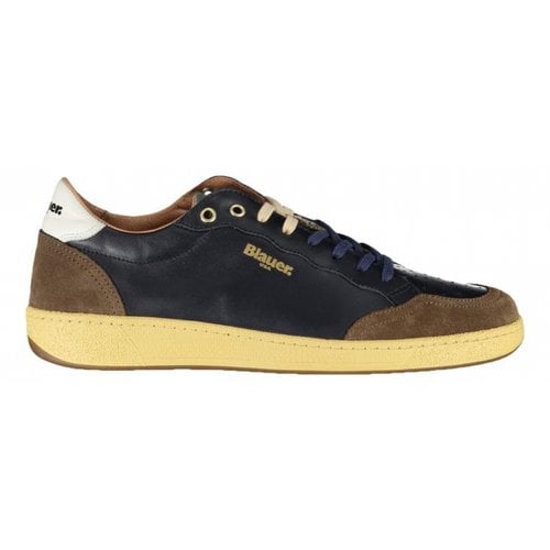 Pre-owned Blauer Leather Low Trainers In Blue