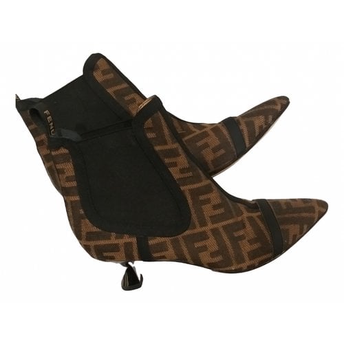 Pre-owned Fendi Cloth Boots In Brown