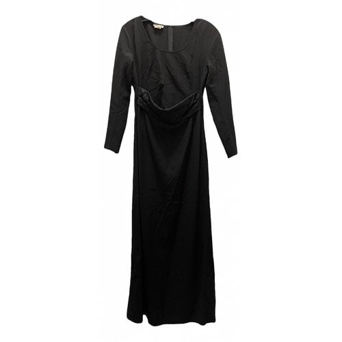 Pre-owned Dries Van Noten Wool Maxi Dress In Black