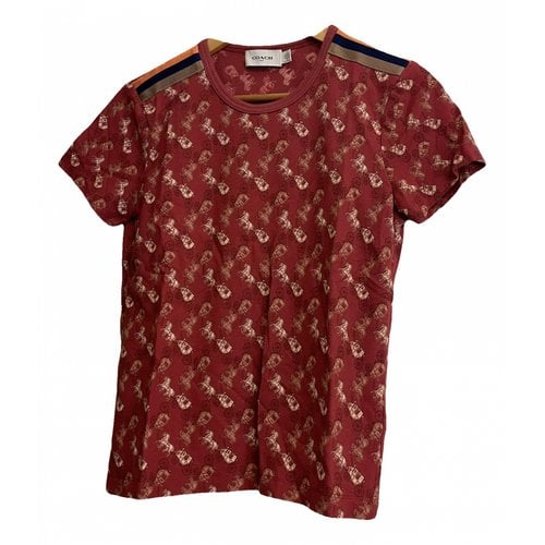 Pre-owned Coach T-shirt In Burgundy