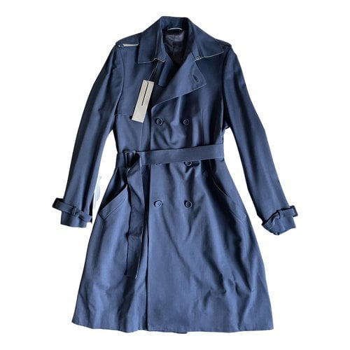 Pre-owned Dior Wool Trench In Blue