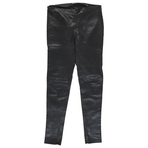 Pre-owned Balenciaga Leather Leggings In Black