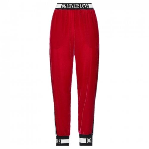 Pre-owned Dolce & Gabbana Velvet Trousers In Red