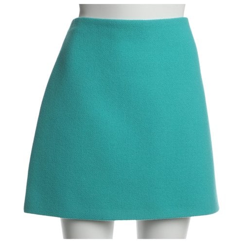 Pre-owned Gucci Wool Mini Skirt In Turquoise