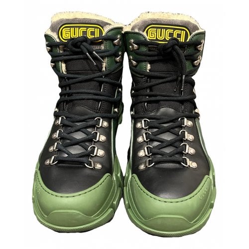 Pre-owned Gucci Leather Boots In Green