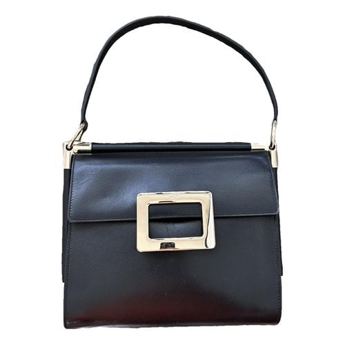 Pre-owned Roger Vivier Mini Sac Viv Sellier Leather Handbag In Black