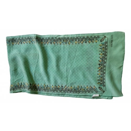 Pre-owned Celine Silk Scarf In Turquoise
