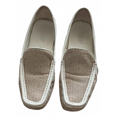 Pre-owned Pollini Cloth Flats In White
