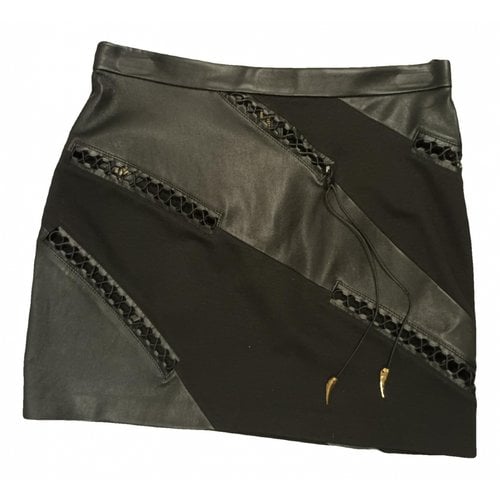 Pre-owned Roberto Cavalli Leather Mini Skirt In Black