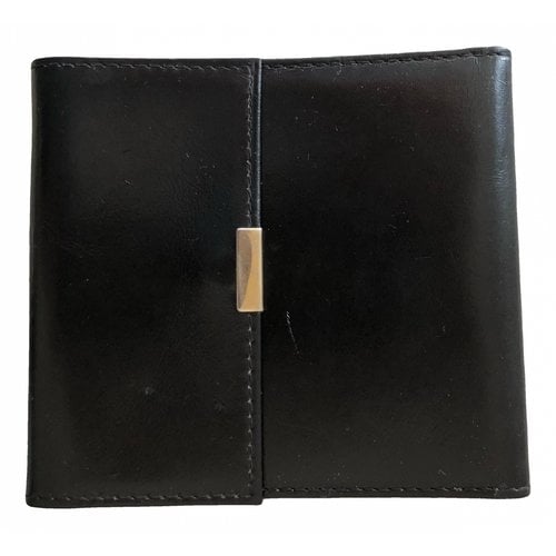 Pre-owned Le Tanneur Leather Card Wallet In Black