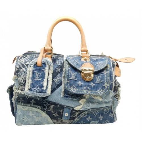 Pre-owned Louis Vuitton Speedy Leather Handbag In Blue