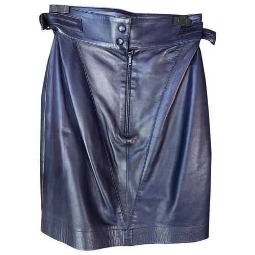 Pre-owned Claude Montana Leather Mini Skirt In Blue