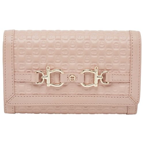 Pre-owned Aigner Leather Wallet In Pink
