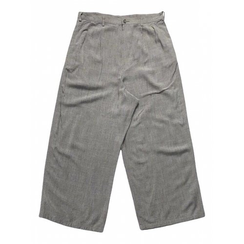 Pre-owned Yohji Yamamoto Silk Trousers In Grey