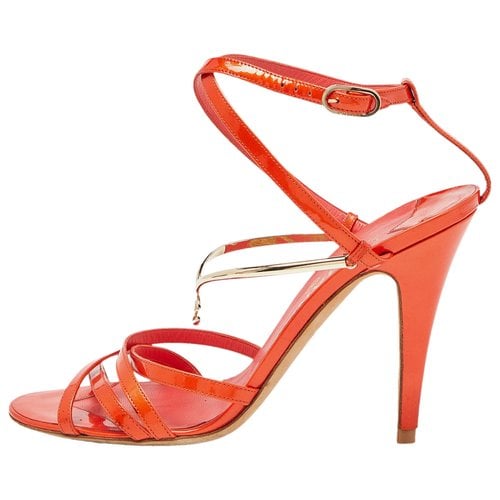 Pre-owned Chanel Patent Leather Sandal In Orange