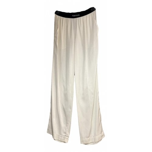 Pre-owned Tom Ford Silk Large Pants In White