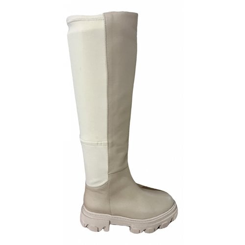 Pre-owned Gia X Pernille Teisbaek Leather Riding Boots In Beige