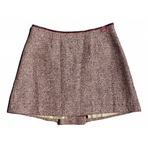 Pre-owned Miss Sixty Wool Mini Skirt In Burgundy
