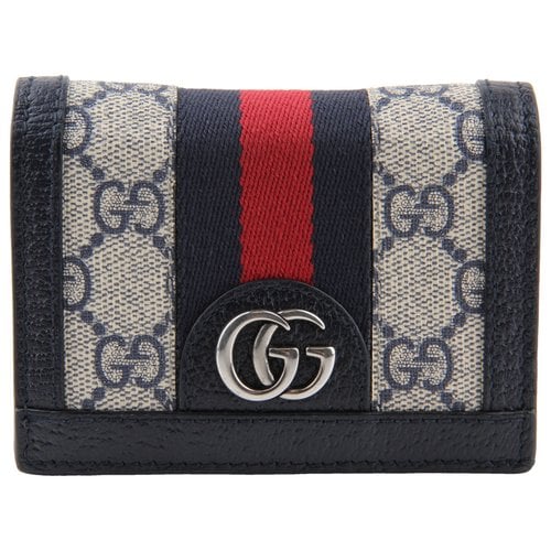 Pre-owned Gucci Card Wallet In Blue