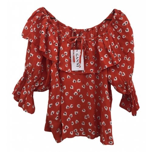 Pre-owned Ganni Blouse In Red