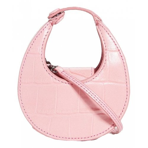 Pre-owned Staud Moon Leather Handbag In Pink