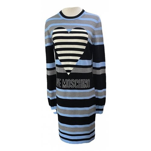 Pre-owned Moschino Love Wool Mid-length Dress In Blue