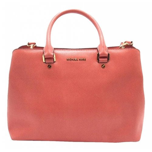 Pre-owned Michael Kors Savannah Leather Crossbody Bag In Pink
