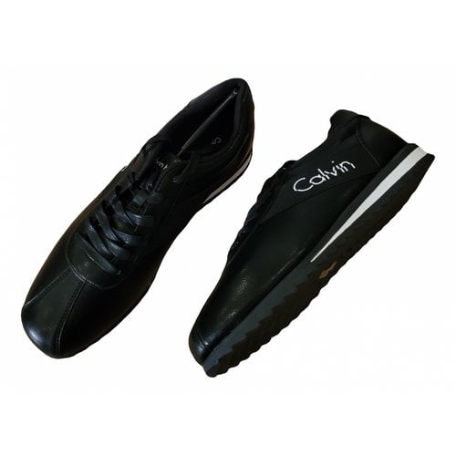 Pre-owned Calvin Klein Jeans Est.1978 Leather Low Trainers In Black