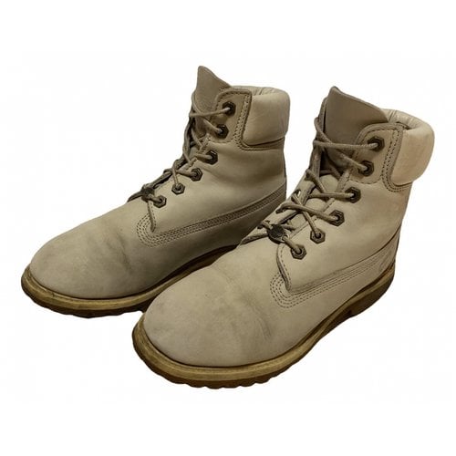 Pre-owned Timberland Leather Boots In Beige