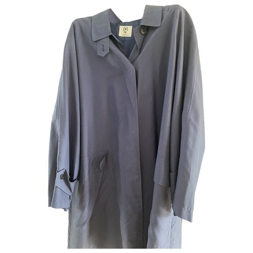 Pre-owned Valentino Silk Trench Coat In Blue