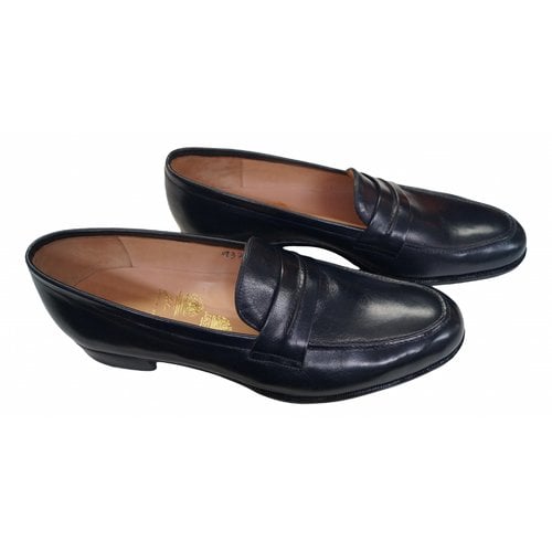 Pre-owned John Lobb Leather Flats In Blue
