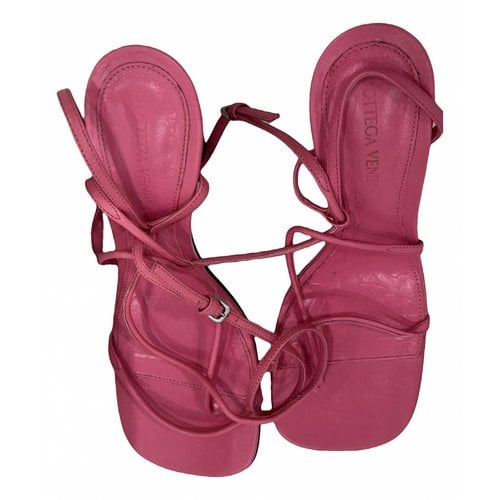 Pre-owned Bottega Veneta Leather Sandal In Pink
