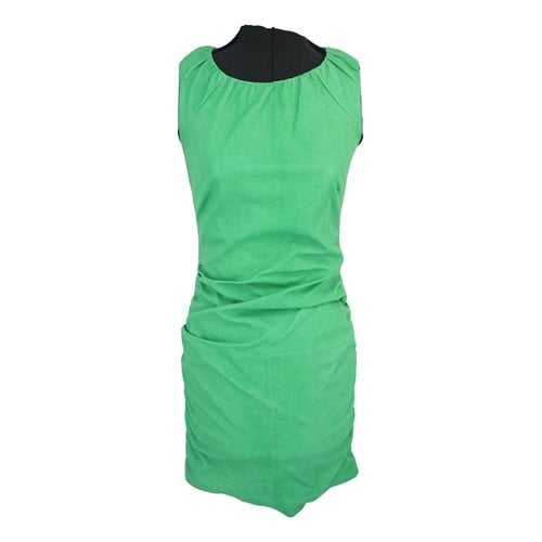 Pre-owned Diane Von Furstenberg Leather Mid-length Dress In Green
