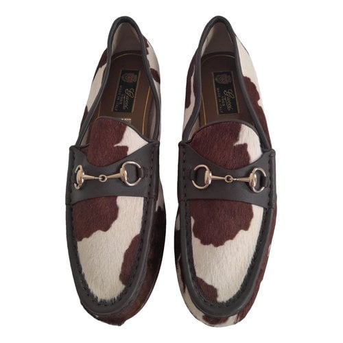 Pre-owned Gucci Leather Flats In Brown