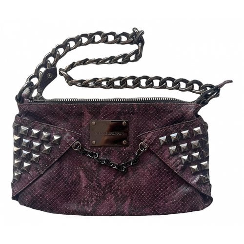 Pre-owned Balmain Leather Handbag In Purple