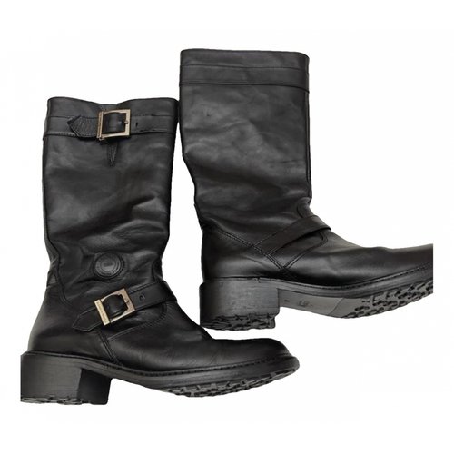 Pre-owned Elisabetta Franchi Leather Boots In Black