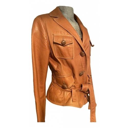 Pre-owned Patrizia Pepe Leather Biker Jacket In Brown