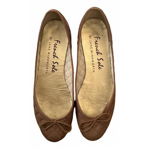 Pre-owned French Sole Leather Ballet Flats In Brown