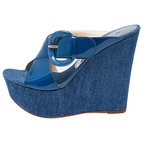 Pre-owned Casadei Patent Leather Sandal In Blue