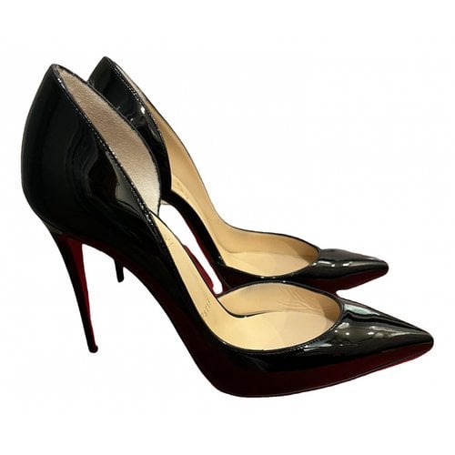 Pre-owned Christian Louboutin Iriza Patent Leather Heels In Black