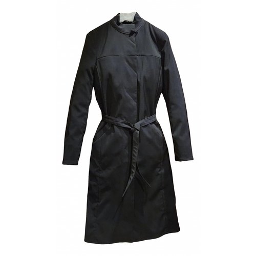Pre-owned Shanghai Tang Wool Trench Coat In Black
