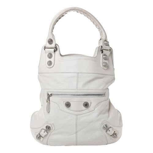 Pre-owned Balenciaga Work Leather Handbag In White
