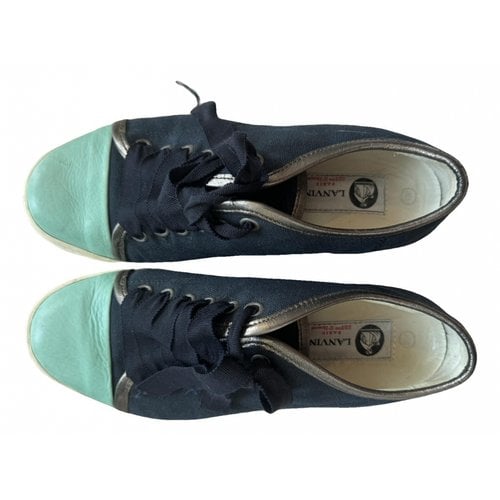 Pre-owned Lanvin Leather Trainers In Black