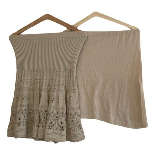 Pre-owned Stefanel Wool Mini Skirt In Beige