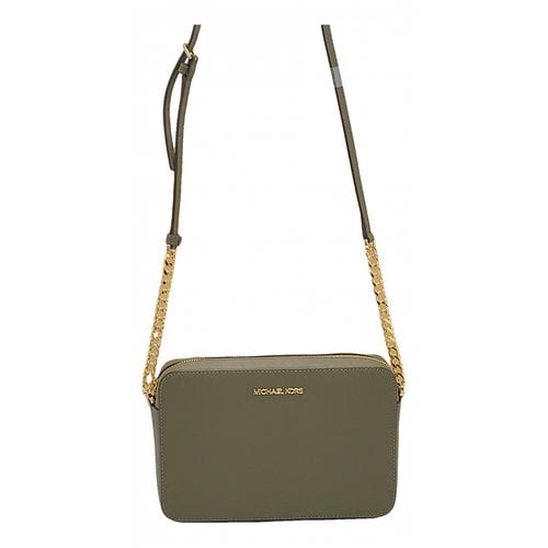 Pre-owned Michael Kors Jet Set Leather Crossbody Bag In Green