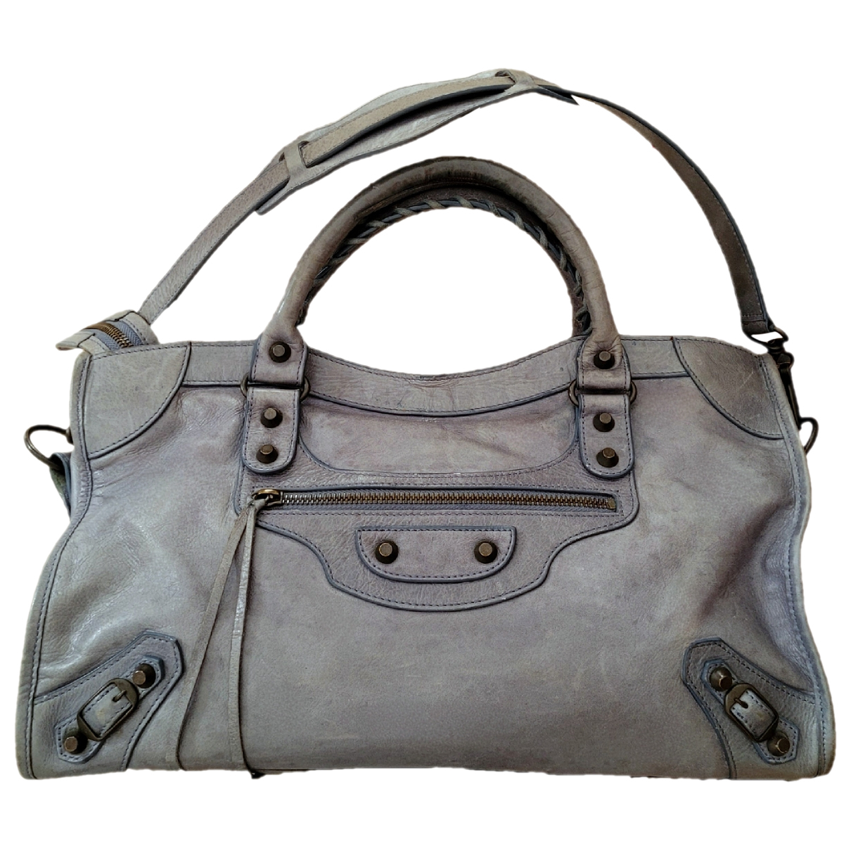 Pre-owned Balenciaga City Leather Handbag In Grey | ModeSens