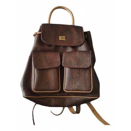 Pre-owned Etro Leather Backpack In Brown