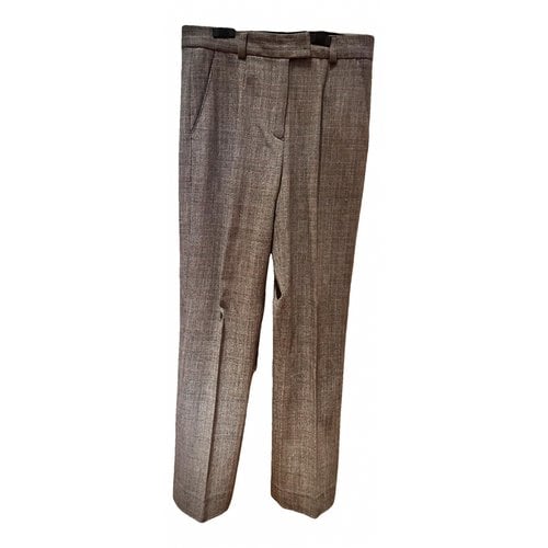 Pre-owned Dkny Wool Straight Pants In Grey