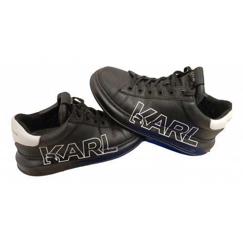 Pre-owned Karl Lagerfeld Leather High Trainers In Black