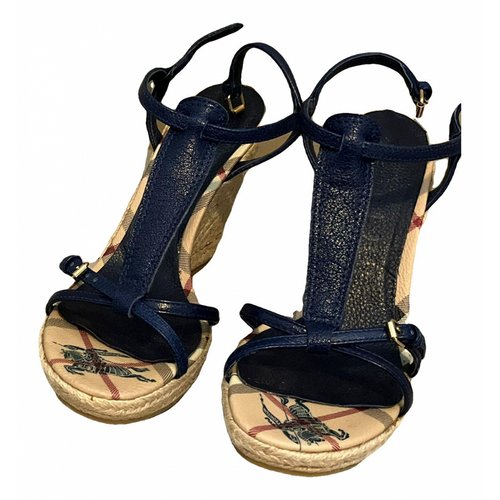 Pre-owned Burberry Leather Sandal In Blue
